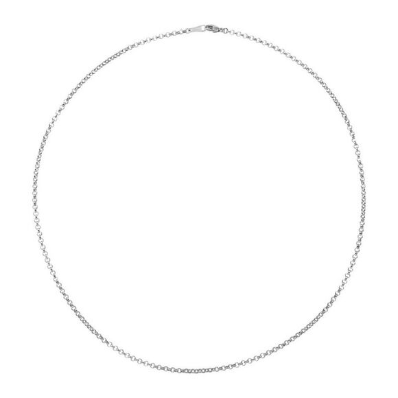 18k White Gold 2.4mm Hollow Rolo Chain Necklace, 18 Inch - Picture 2 of 5